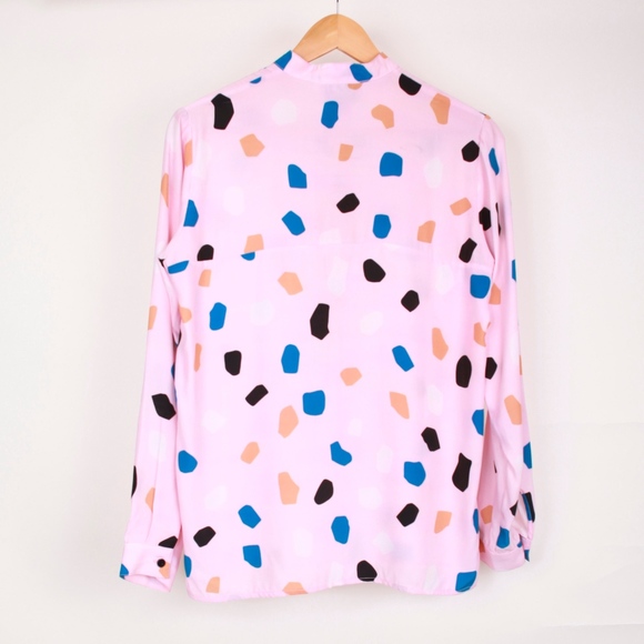 Dusen Dusen Pink Rocks Banded Button Down L/S Top - Picture 5 of 8